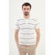 Ecru Color Striped Casual Men's Knit T Shirt
