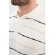 Ecru Color Striped Casual Men's Knit T Shirt