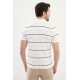 Ecru Color Striped Casual Men's Knit T Shirt