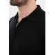 Black Color Zippered Design Casual Men's Knit Tshirt