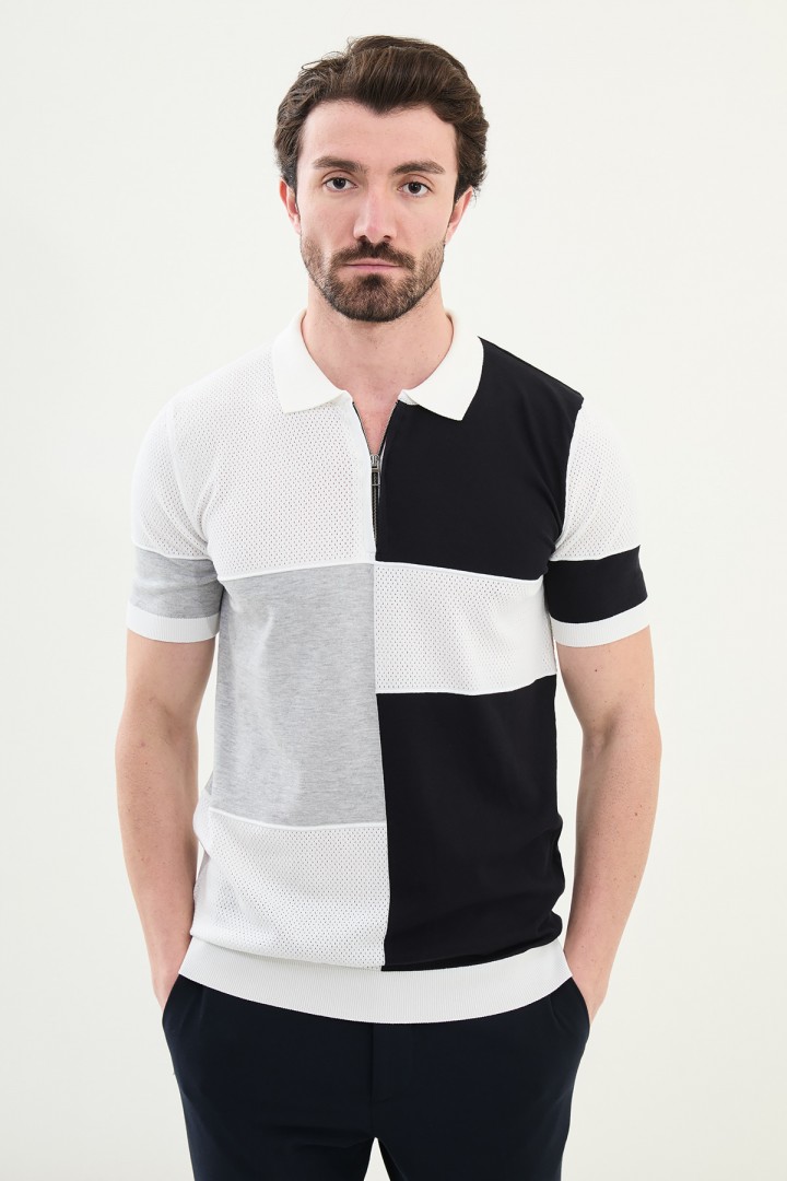 Ecru Piece Color Men's Knit Tshirt