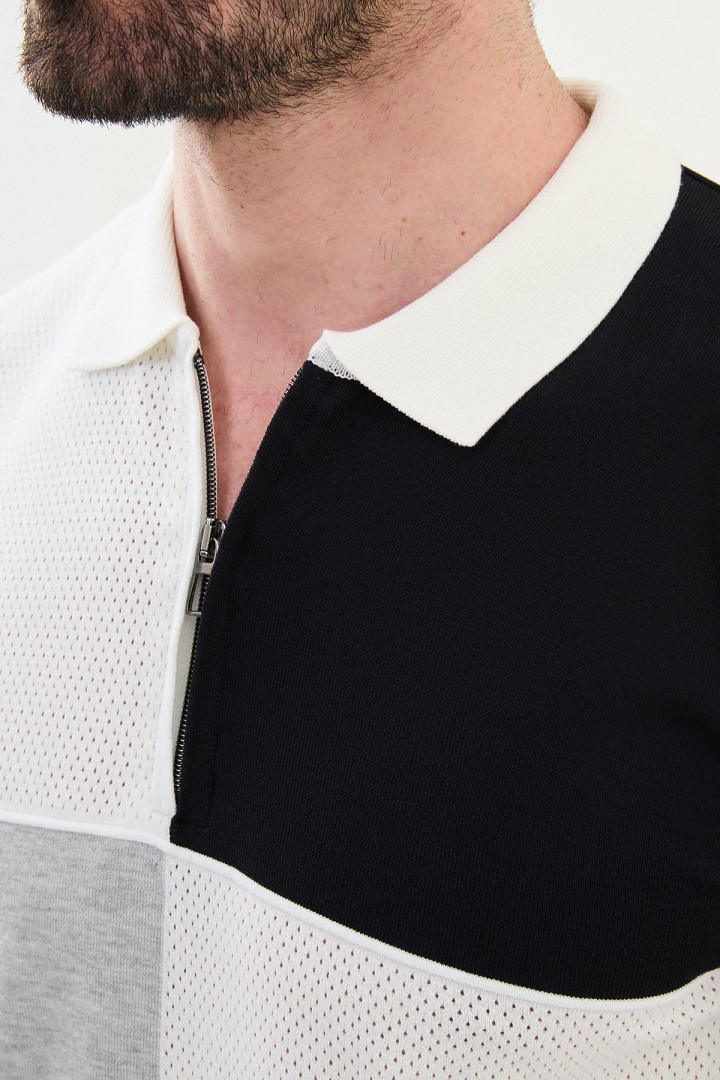 Ecru Piece Color Men's Knit Tshirt