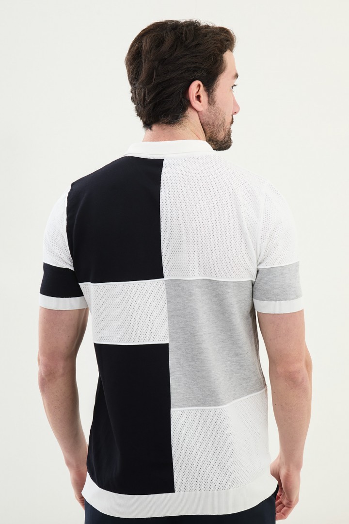 Ecru Piece Color Men's Knit Tshirt