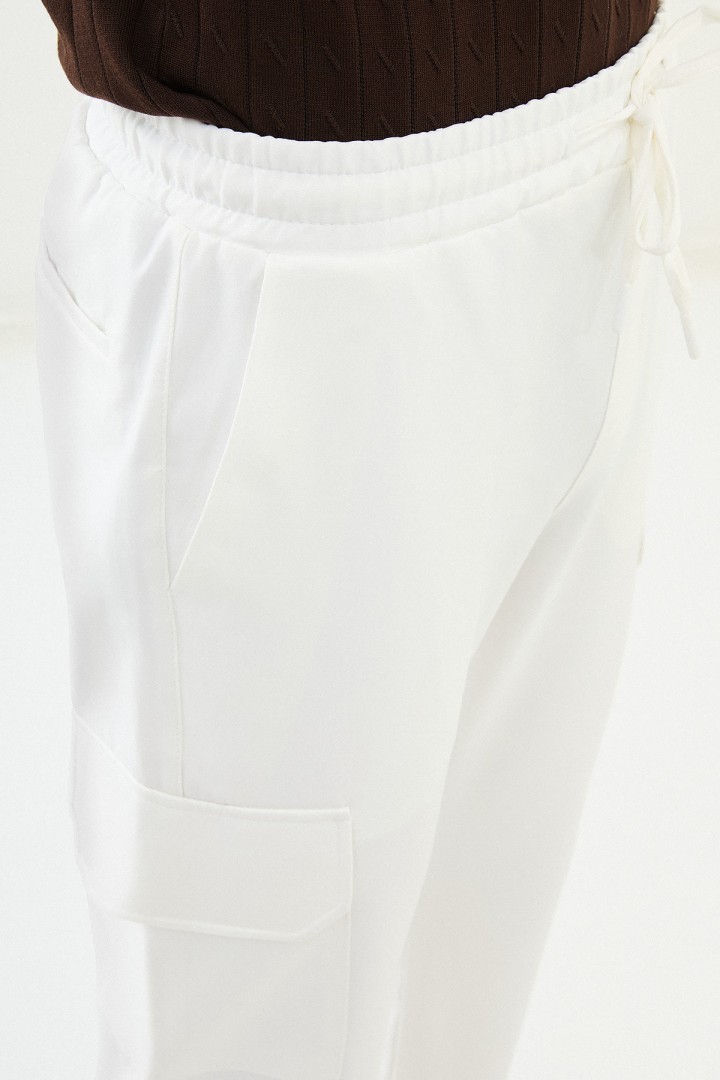 Ecru Color Cargo Pocket Design Casual Men's Joggers