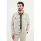 Khaki Color Striped Design Casual Men's Linen Jacket