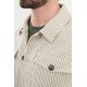 Khaki Color Striped Design Casual Men's Linen Jacket