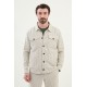 Khaki Color Striped Design Casual Men's Linen Jacket