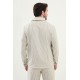 Khaki Color Striped Design Casual Men's Linen Jacket