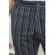 Dark Blue And Camel Color Striped Design Casual Cotton Men's Short