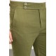 Khaki Color Belted Design Casual Linen Men's Short