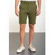 Khaki Color Belted Design Casual Linen Men's Short