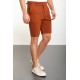 Tile Color Belted Design Casual Linen Men's Short