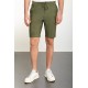 Khaki Color Striped And Drawstring Design Casual Men's Short