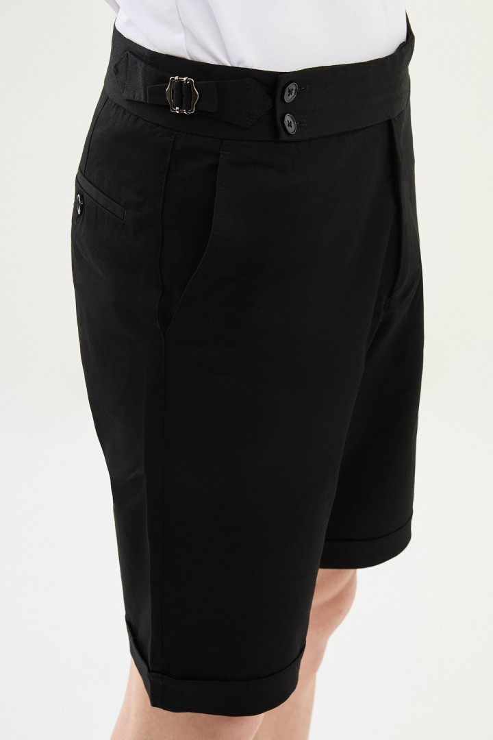 Black Color Belted Design Casual Men's Cotton Short