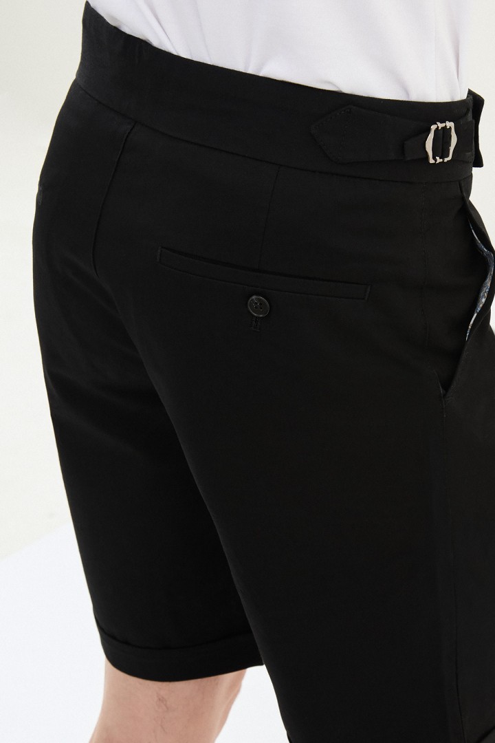 Black Color Belted Design Casual Men's Cotton Short