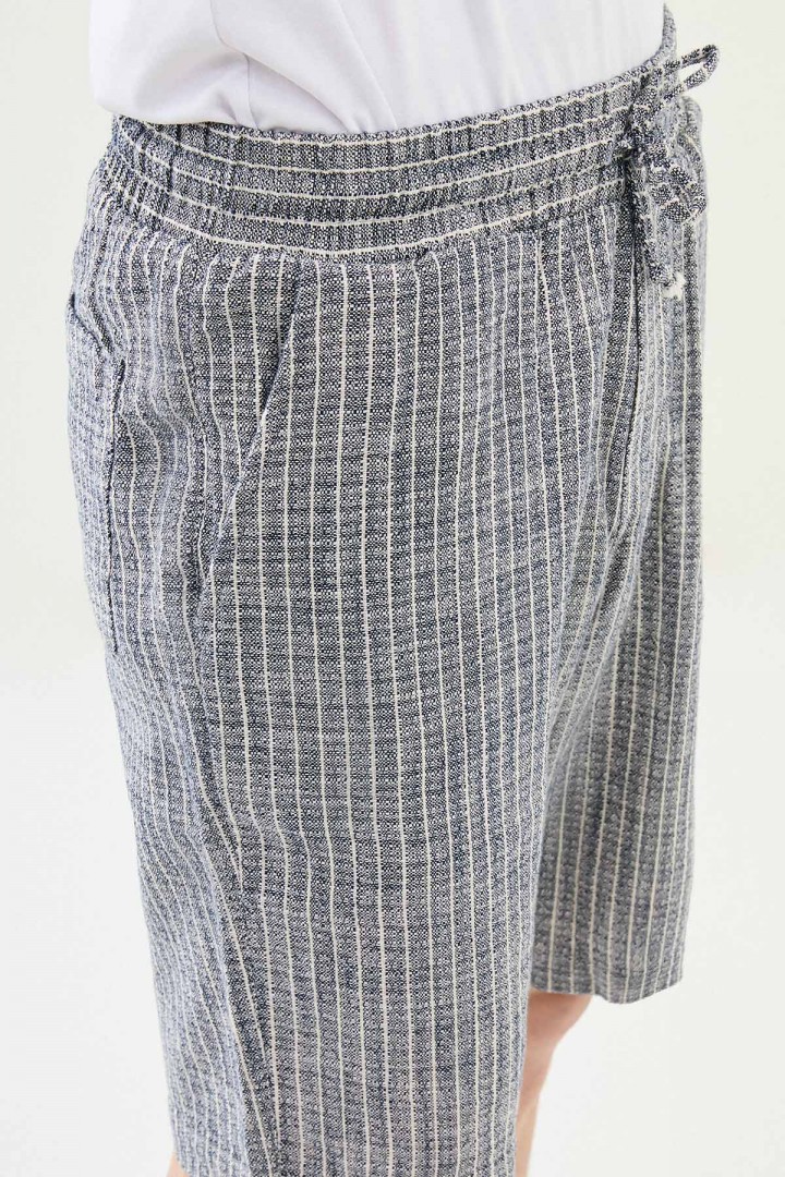 Dark Blue Color Casual Men's Striped Cotton Short