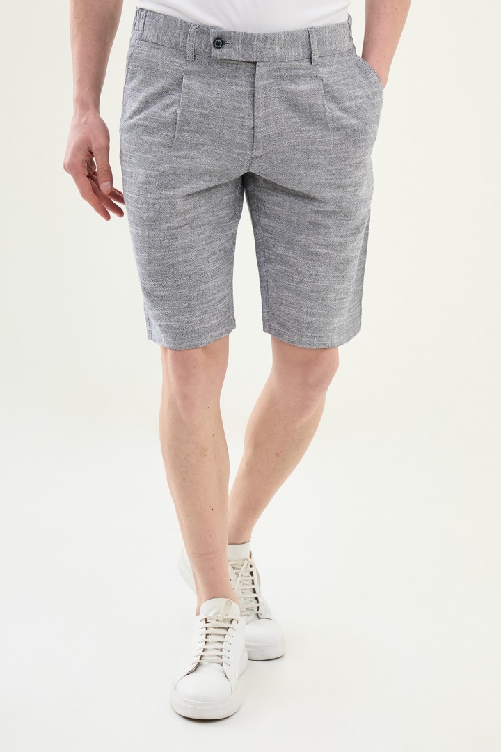 Dark Blue Color Casual Men's Linen Short