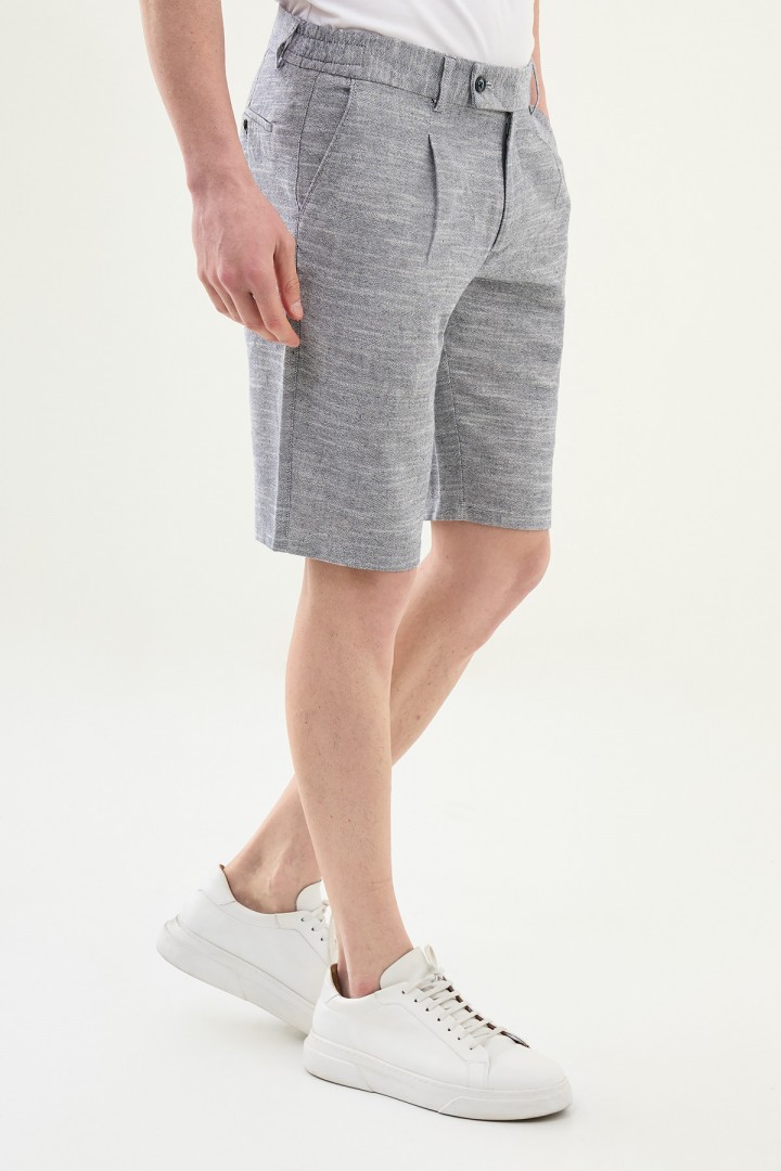 Dark Blue Color Casual Men's Linen Short