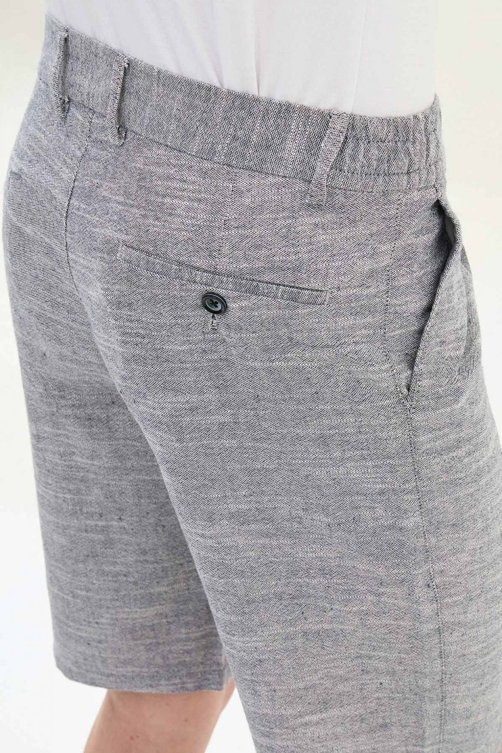Dark Blue Color Casual Men's Linen Short
