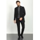 Black Color Wool And Acrylic With Flap Pocket Design Classic Men's Overcoat