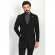 Black Color Wool And Acrylic With Flap Pocket Design Classic Men's Overcoat