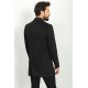 Black Color Wool And Acrylic With Flap Pocket Design Classic Men's Overcoat