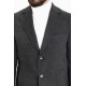 Anthracite Color Wool And Acrylic Fabric Flap Pocket Design Classic Men's Overcoat