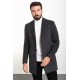 Anthracite Color Wool And Acrylic Fabric Flap Pocket Design Classic Men's Overcoat