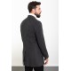 Anthracite Color Wool And Acrylic Fabric Flap Pocket Design Classic Men's Overcoat