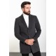 Anthracite Color Wool And Acrylic Fabric Flap Pocket Design Classic Men's Overcoat