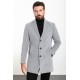 Light Grey Color Wool And Acrylic Fabric Flap Pocket Design Classic Men's Overcoat