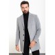 Light Grey Color Wool And Acrylic Fabric Flap Pocket Design Classic Men's Overcoat