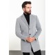 Light Grey Color Wool And Acrylic Fabric Flap Pocket Design Classic Men's Overcoat