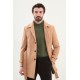 Mink Color Belted Design Casual Men's Wool Overcoat