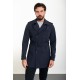 Dark Blue Color Double Breasted And Belted Design Casual Men's Trench Coat