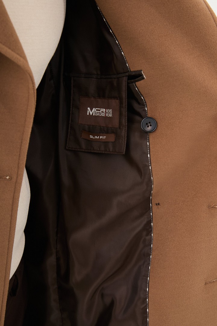 Beige Color Classic Long Men's Overcoat