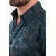 Emerald Color Figured Design Casual Men's Shirt
