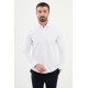 White Color Down Collar Stretch Washed Classic Men's Oxford Shirt