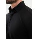 Black Color Down Collar Stretch Washed Classic Men's Oxford Shirt