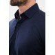 Dark Blue Color Down Collar Stretch Washed Classic Men's Oxford Shirt