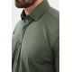 Khaki Color Down Collar Stretch Washed Classic Men's Oxford Shirt