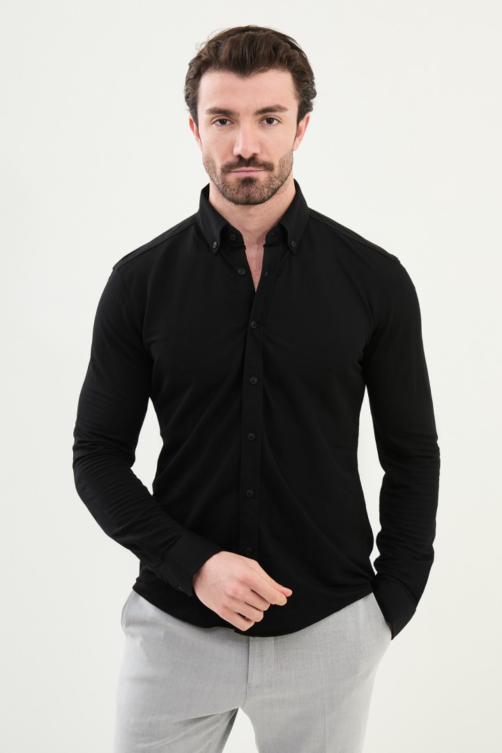 Black Color Classic Men's Cotton Shirt