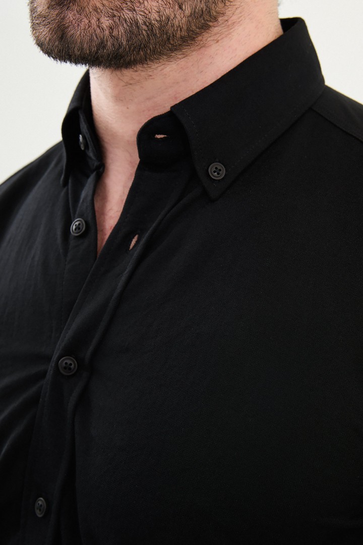 Black Color Classic Men's Cotton Shirt
