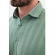 Unripe Almond Color Striped Design Casual Cotton Men's Shirt