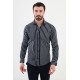 Dark Blue Color Striped Design Casual Cotton Men's Shirt