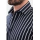 Dark Blue Color Striped Design Casual Cotton Men's Shirt