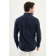 Dark Blue Color Casual Men's Linen Shirt