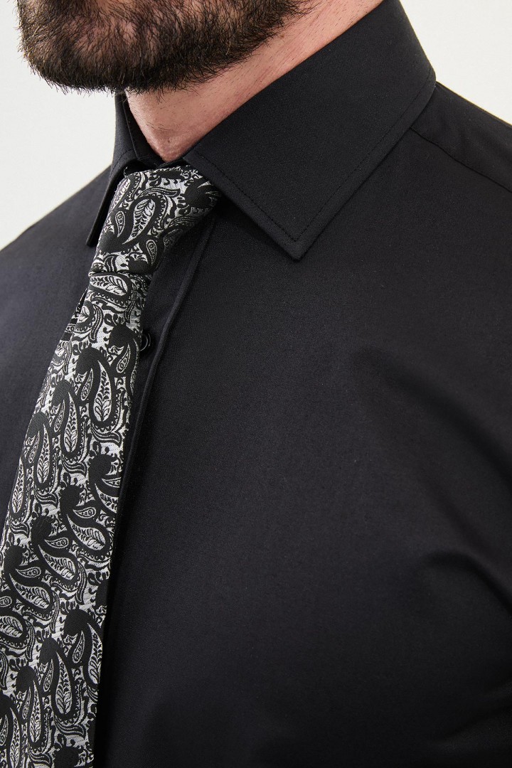 Black Color Classic Cotton Men's Shirt