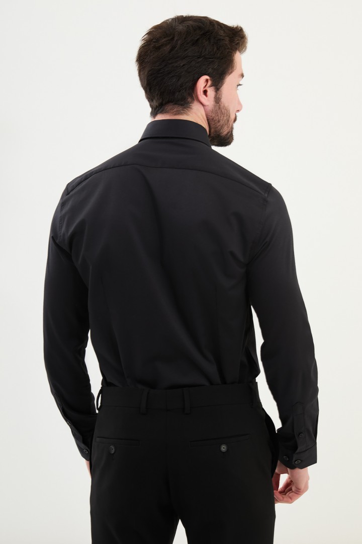 Black Color Classic Cotton Men's Shirt