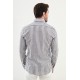 Black Color Striped Casual Linen Men's Shirt
